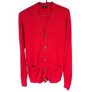 TODD SNYDER Size M Red Silk Cotton Buttoned Cardigan Men's Preppy Prep Academia